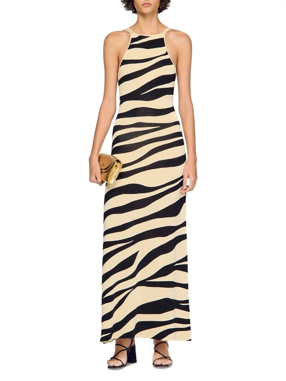 Zebra Print Knit Maxi Dress